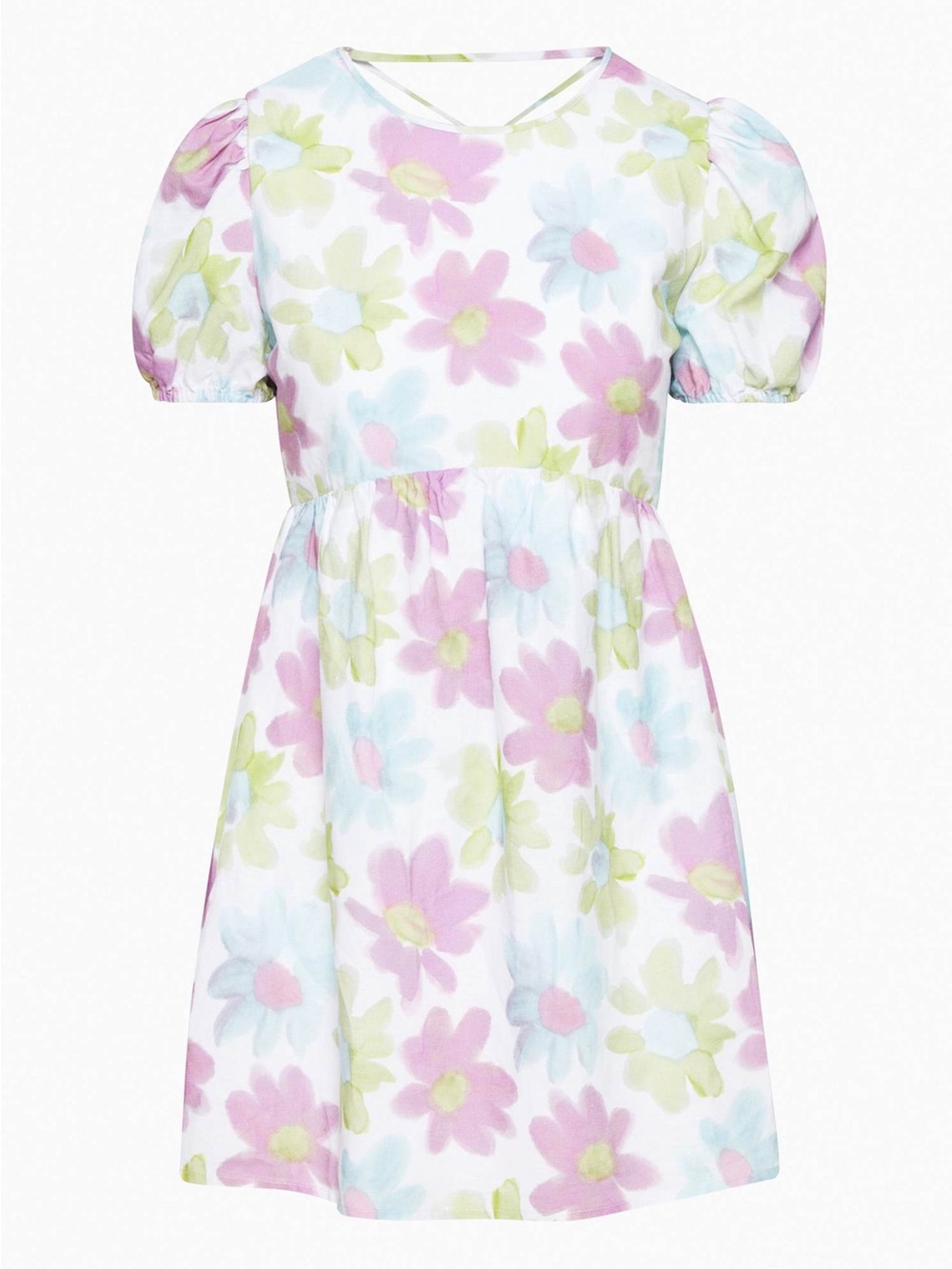 Sunday Best Aritzia Saida Pastel Floral Criss Cross Back Linen Blend Dress